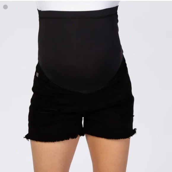 Pinkblush Pants - Pinkblush black distressed petite maternity denim shorts